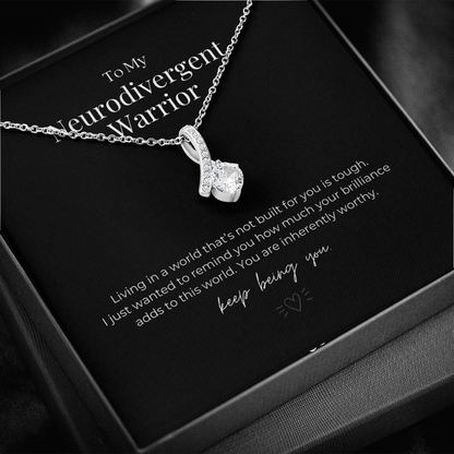 ShineOn Fulfillment Jewelry Standard Box Neurodivergent Warrior Ribbon Necklace