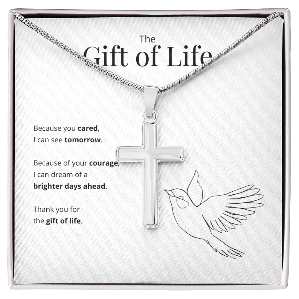 ShineOn Fulfillment Jewelry Two Toned Box Organ Donor Gift of Life Artisan Cross Necklace